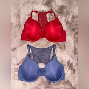 Victoria’s Secret 2-pack T-shirt full coverage, padded bras  • 38C • red, blue